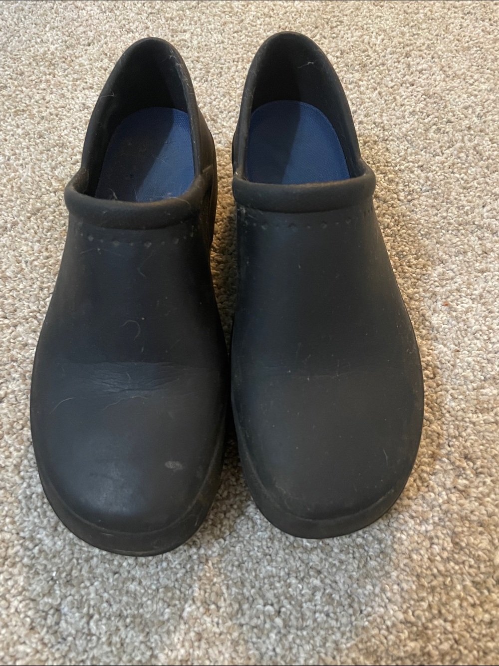 Shoes For Crews Black Slip-On Work Clogs with Blue Insole